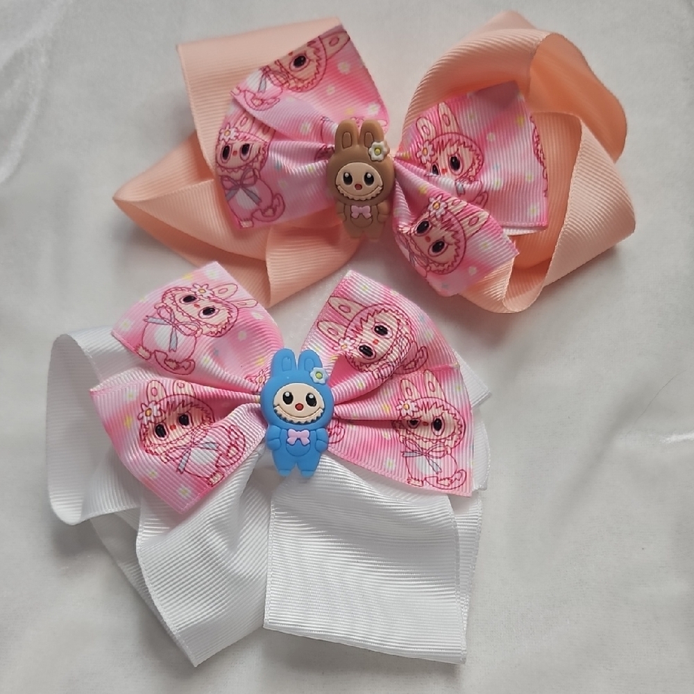 Girl's Set of 2 Labubu Monsters Hairbows Hair Accessories Clip On Cute Trendy
